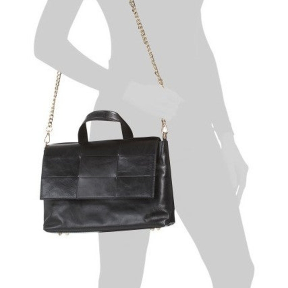 ANNA PAOLA Made In Italy Leather Woven Flap Satchel - Picture 4 of 14